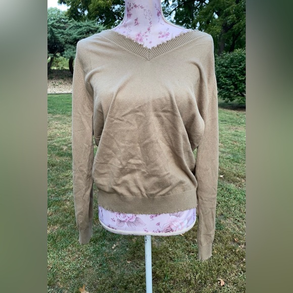Minnie Rose 7GG Cashmere Frayed Edge Cropped Vneck sweater (read description) - Picture 5 of 15